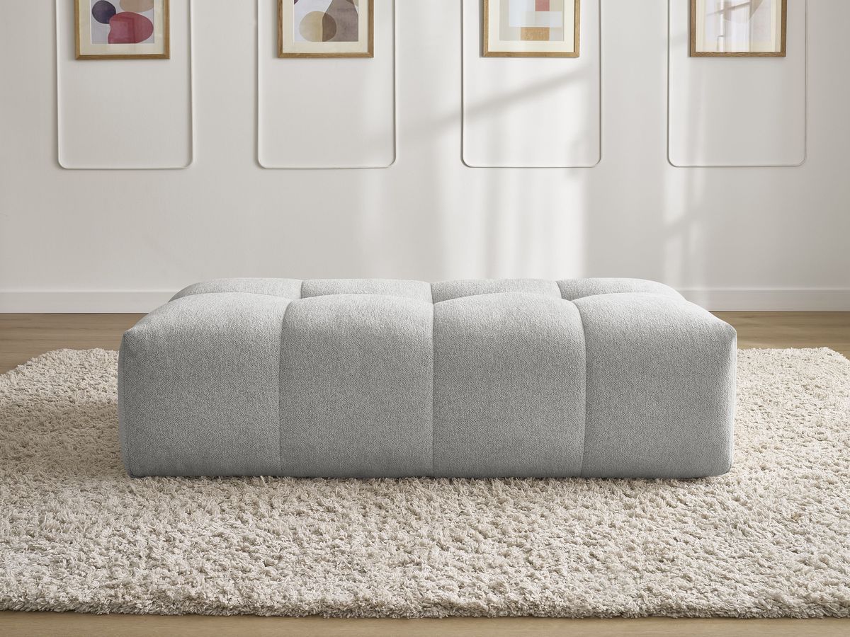 Bobochic Everest Pouf 140 × 70 cm Melange-Stoff Hellgrau