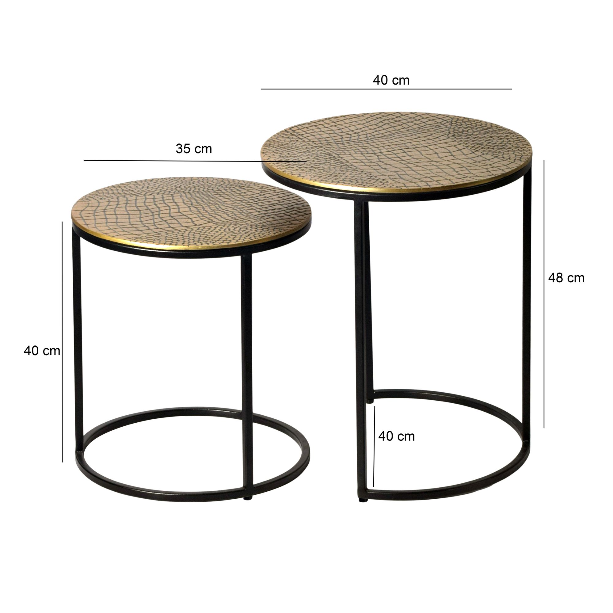 Satztisch 2er-Set Sandnes Aluminium Gold Ø 40 × H 48 cm