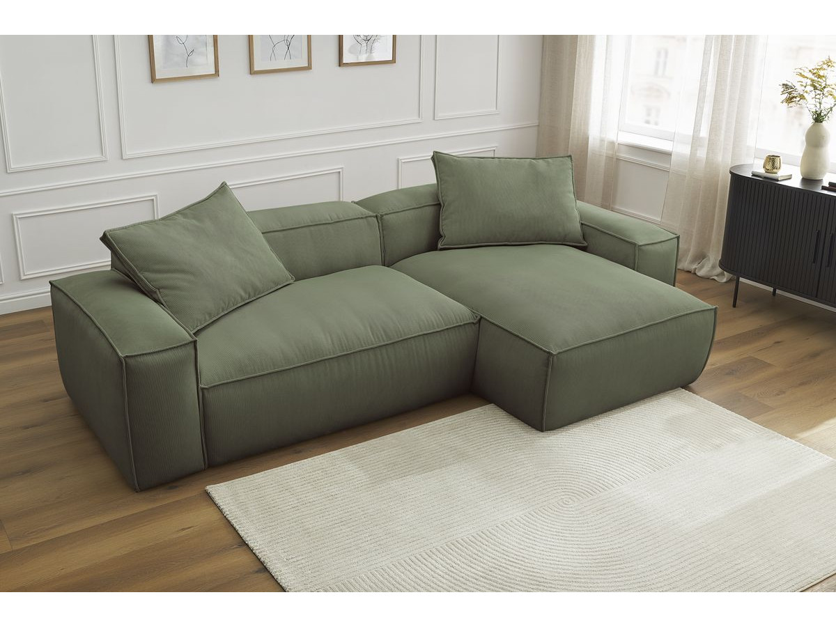 Bobochic Boheme Ecksofa, 3 Kissen Cordsamt Grün