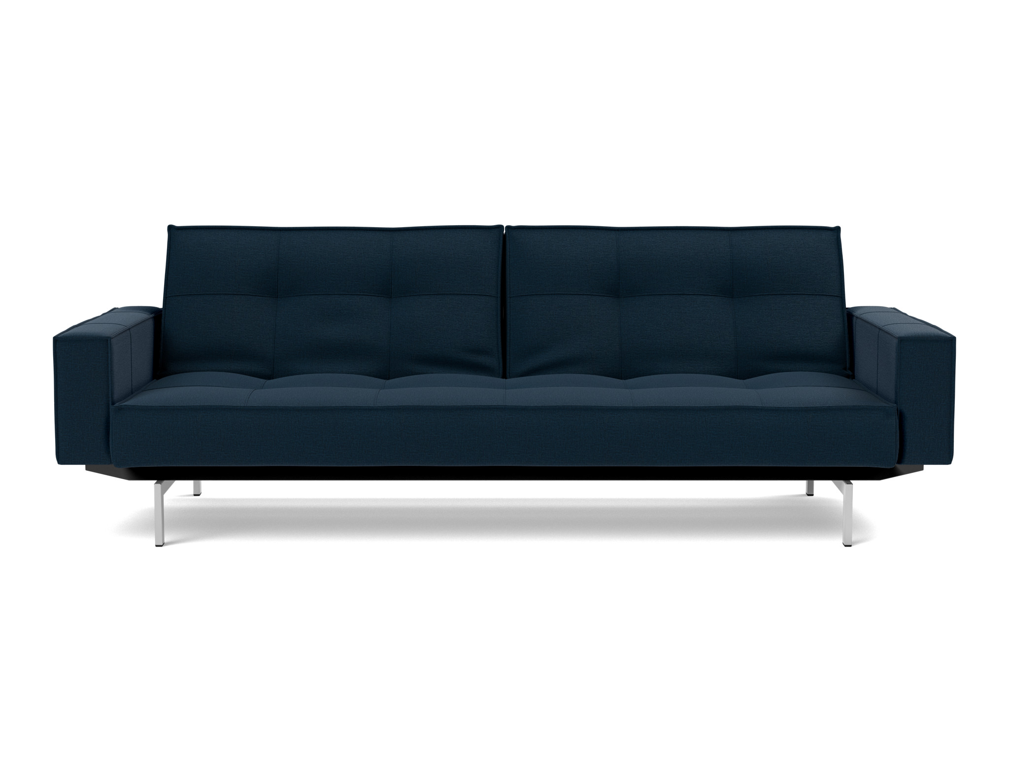 Schlafsofa Splitback mit Armlehnen Flachgewebe Mixed Dance 528-Blue Beine Chrom
