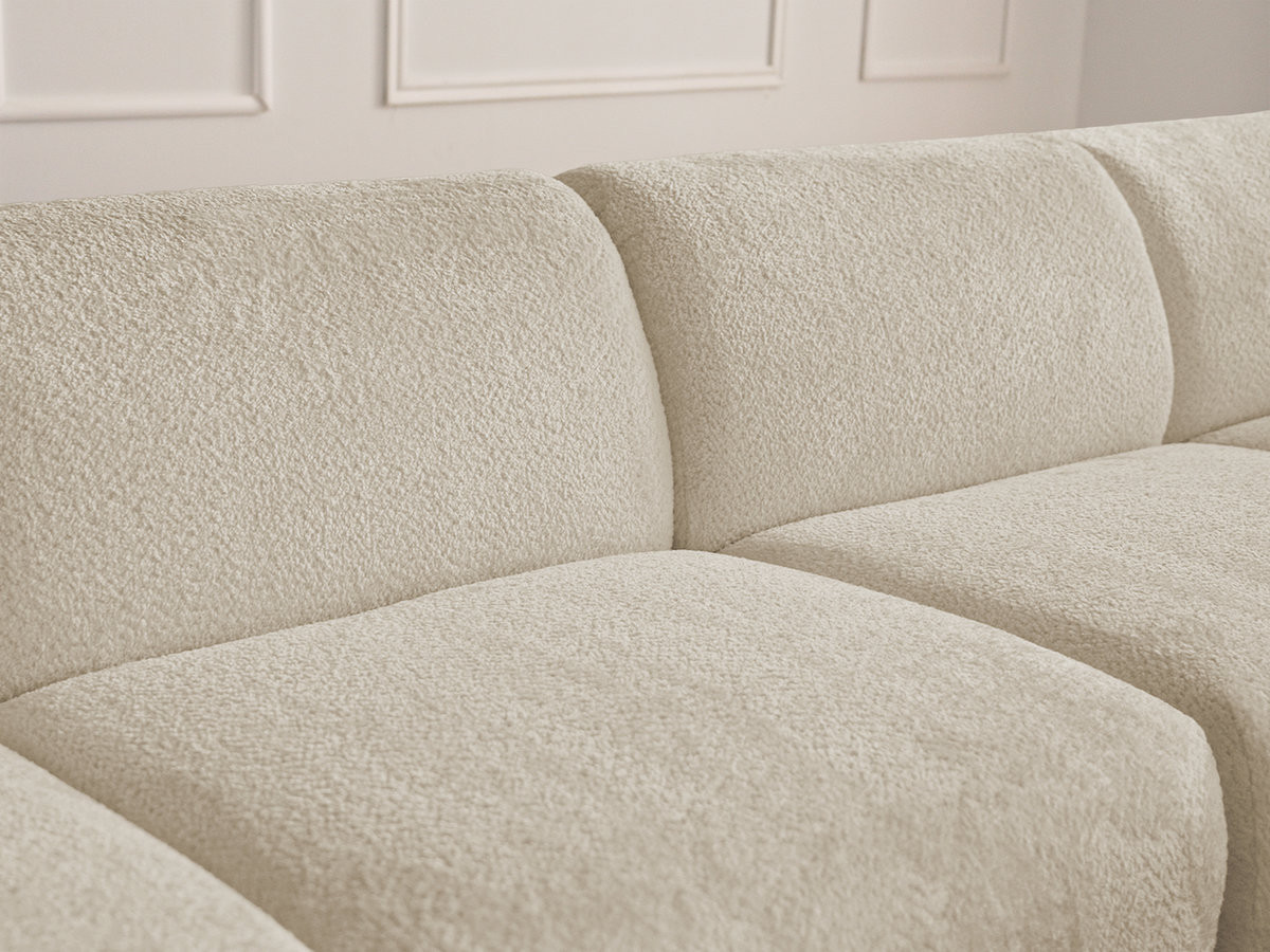 Bobochic Anda Ecksofa 292 × 163 cm Chenille Beige Ecke rechts
