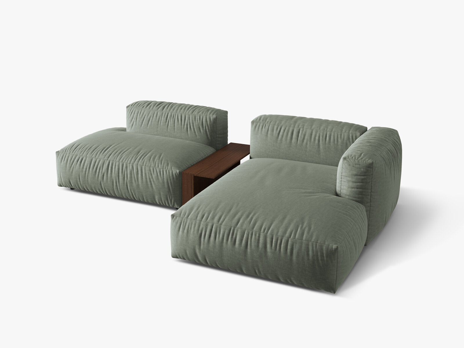 Micadoni Ecksofa Martina 2-Sitzer mit Couchtisch Rechts Strukturierter Stoff Moßgrün