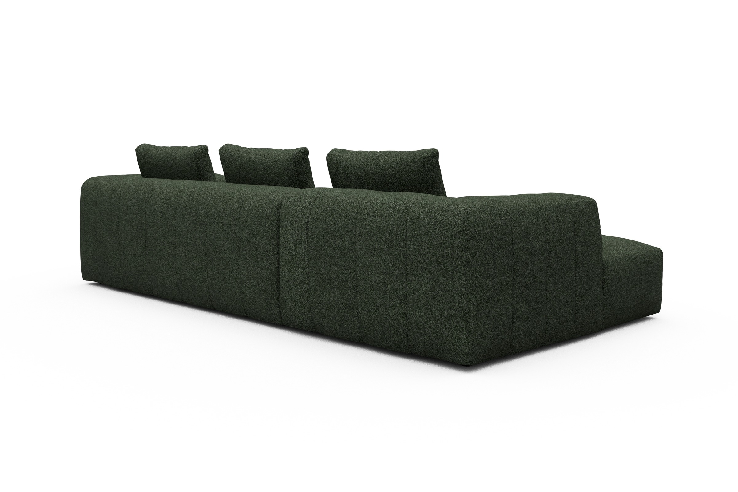 Ecksofa Hugo 2,5-Sitzer Armlehne rechts mit Chaiselongue Vanora-Deep-Green