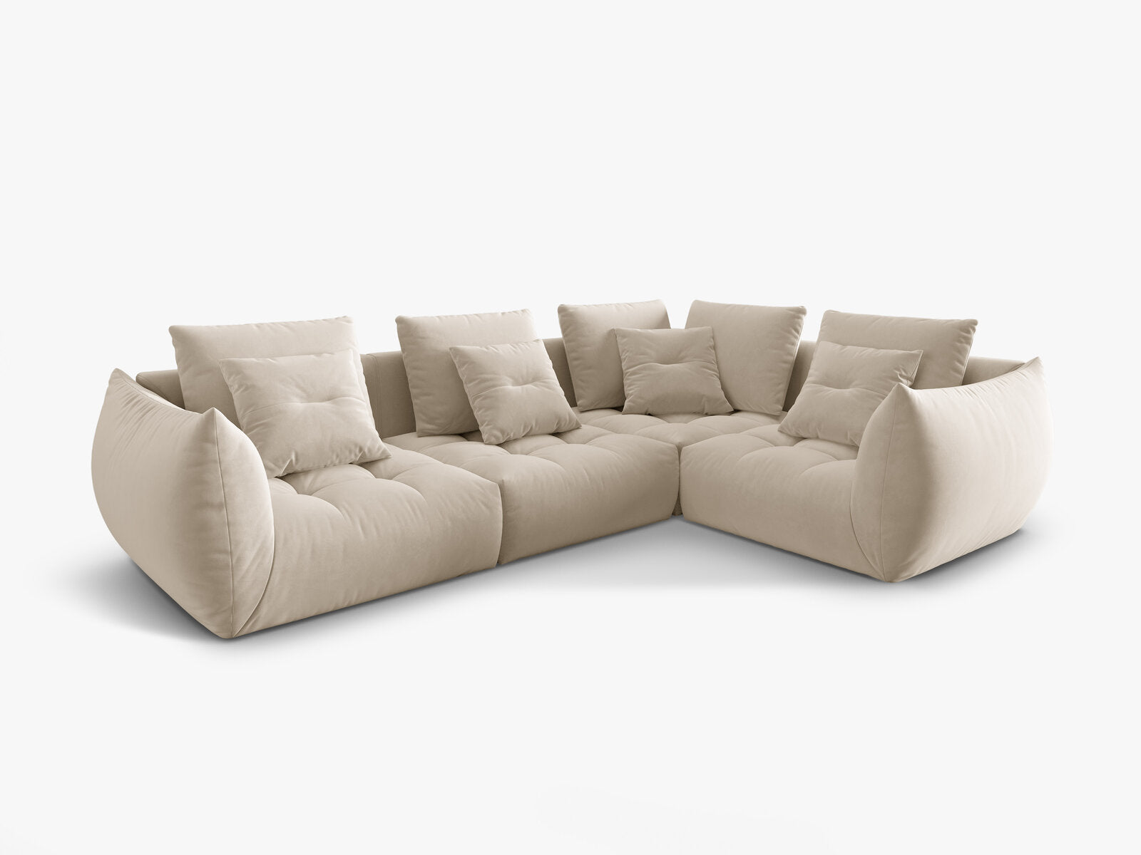 Micadoni Ecksofa Bloom 4-Sitzer Rechts Samt Ecru