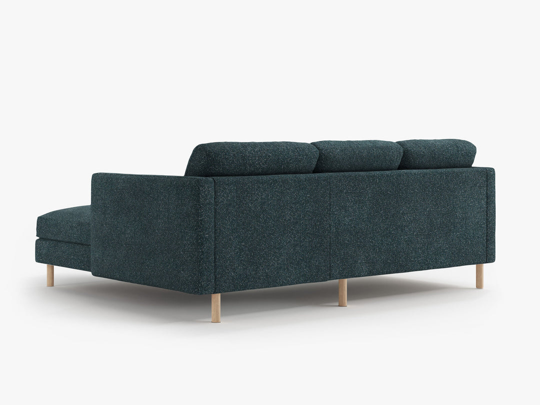 Micadoni Ecksofa Eden 3-Sitzer Rechts Strukturierter Stoff Grün Blau Melange