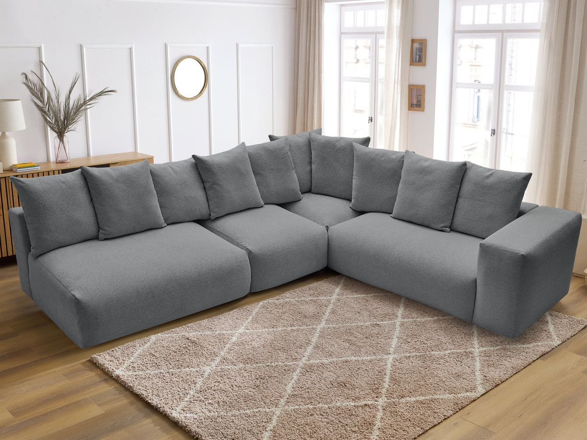 Bobochic Voltaire Ecksofa 322 × 268 cm Melange-Stoff Dunkelgrau Ecke rechts