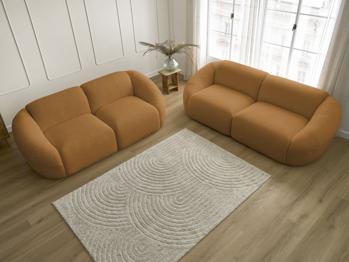 Bobochic Tina Sofa 5-Sitzer Bouclé-Stoff Gelb