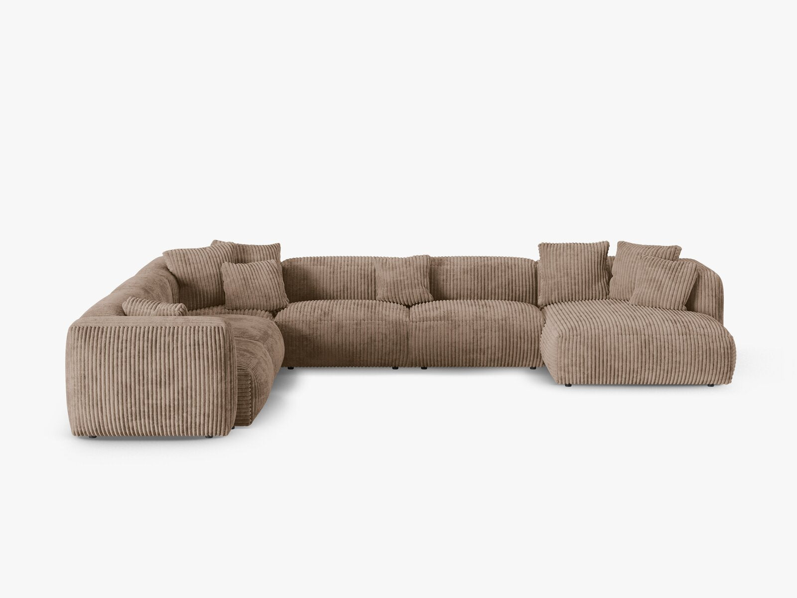 Micadoni modulares Ecksofa XL Martina 6-Sitzer 90cm Sitztiefe Links Kord Tilia Eichel