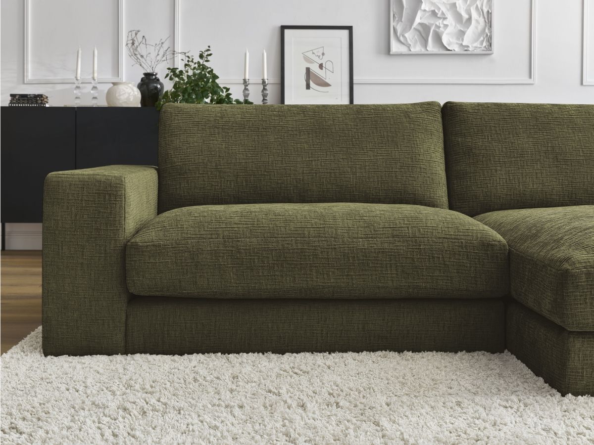 Bobochic Leonard Ecksofa 234 × 159 cm Strukturstoff Grün Ecke rechts