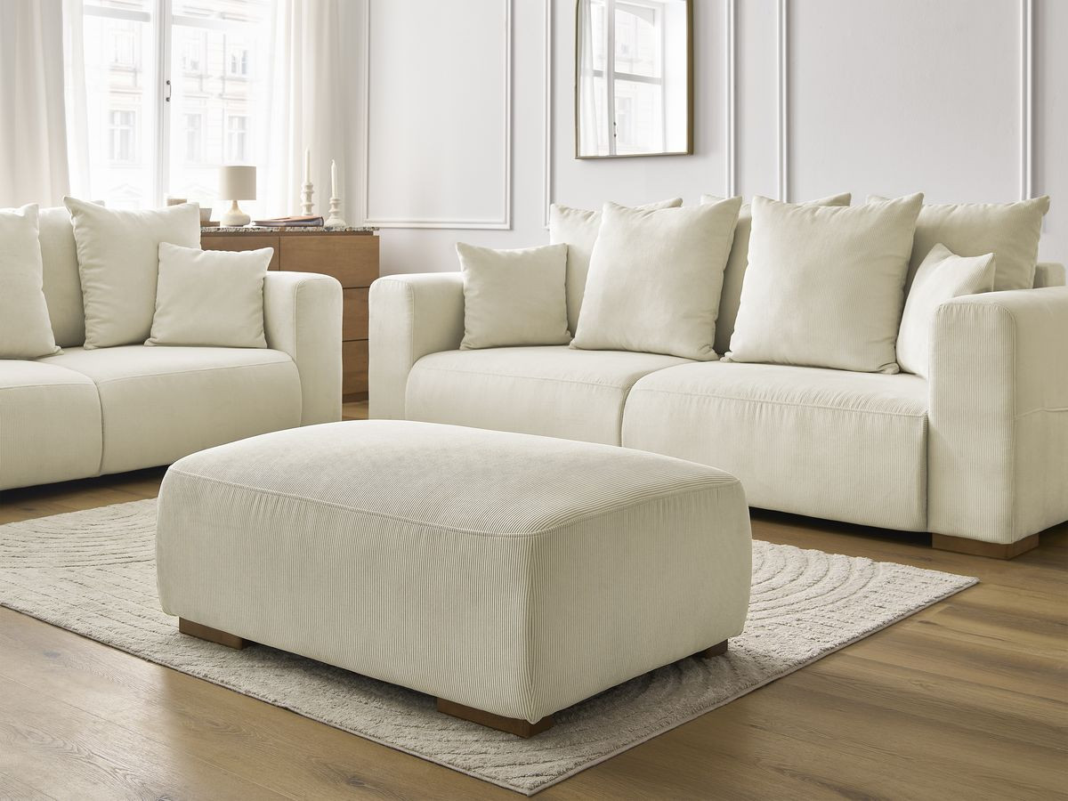 Bobochic Sidonie Sofa 6-Sitzer mit Pouf Cordsamt Beige