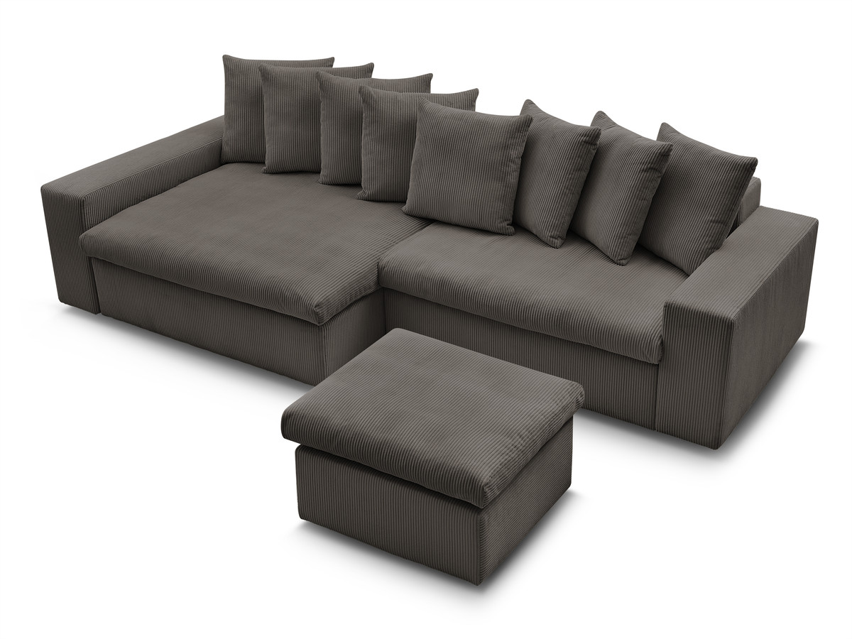 Bobochic Enore Ecksofa mit Pouf Cordsamt Taupe Ecke links