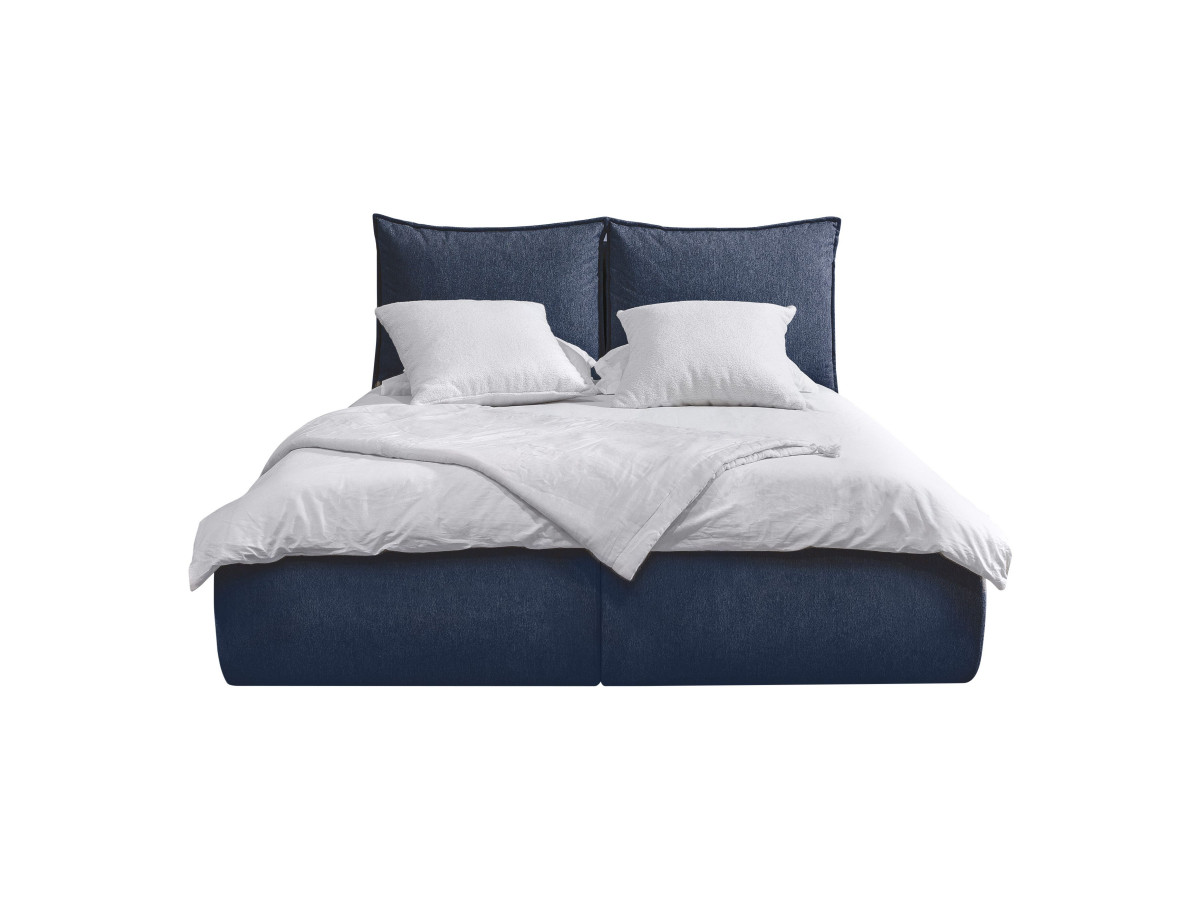 Bobochic Garance Polsterbett mit Bettkasten Stoff Blau, Liegefläche 160 × 200 cm