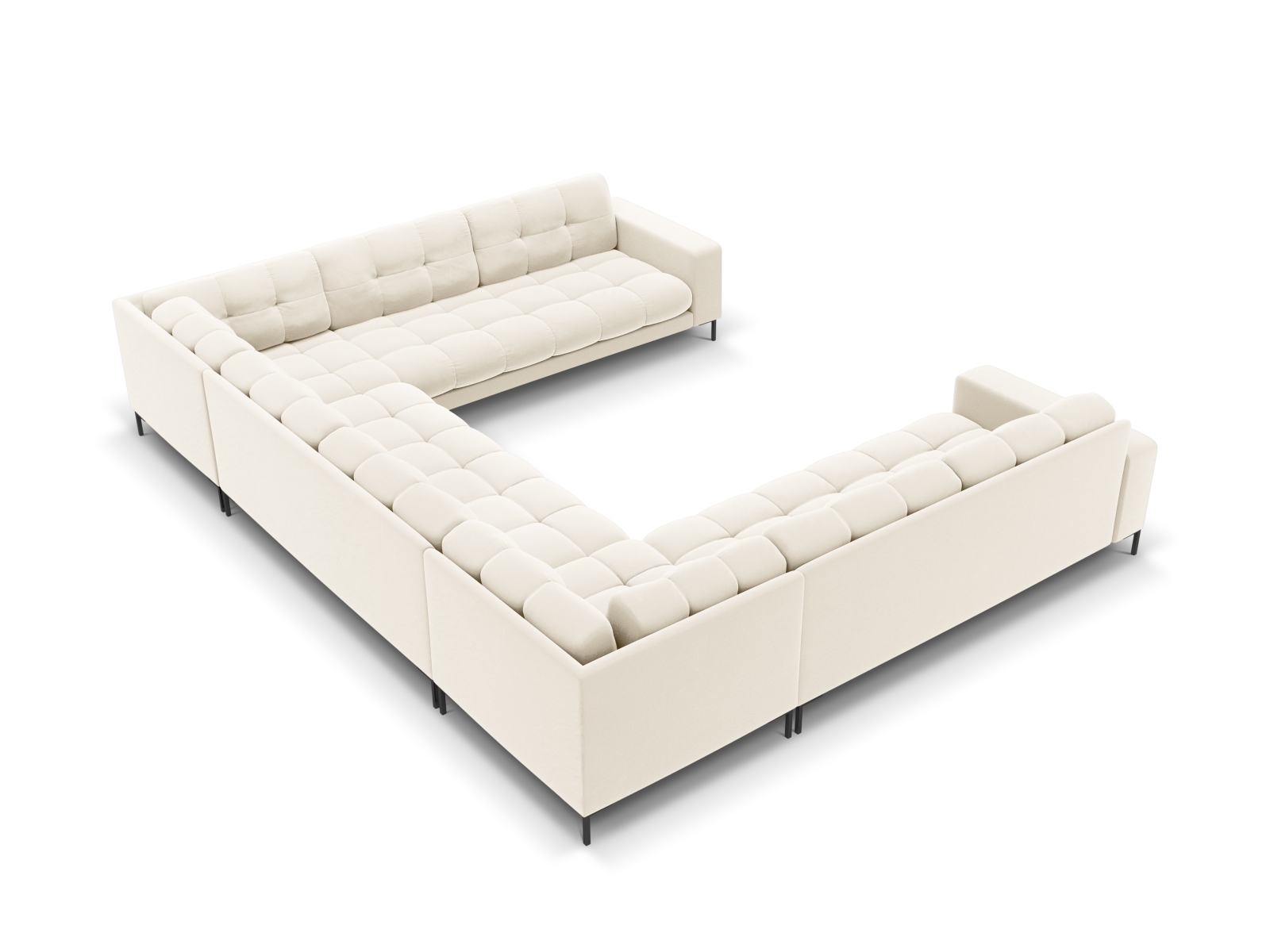 Micadoni Wohnlandschaft Mamaia 9-Sitzer Samt Bluvel Helles Beige schwarze Beine