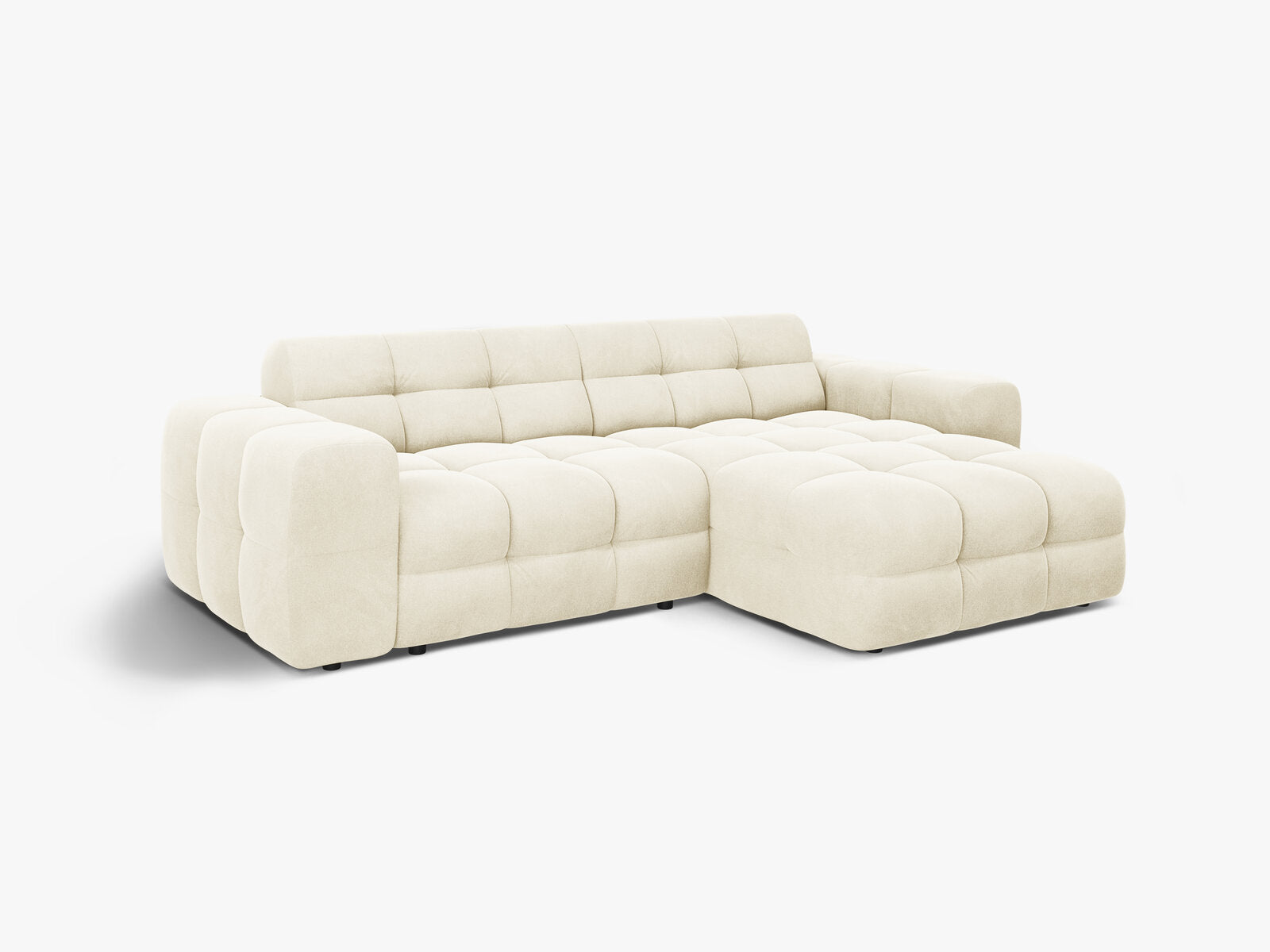 Micadoni Ecksofa Kendal 4-Sitzer Rechts Samt Elfenbein