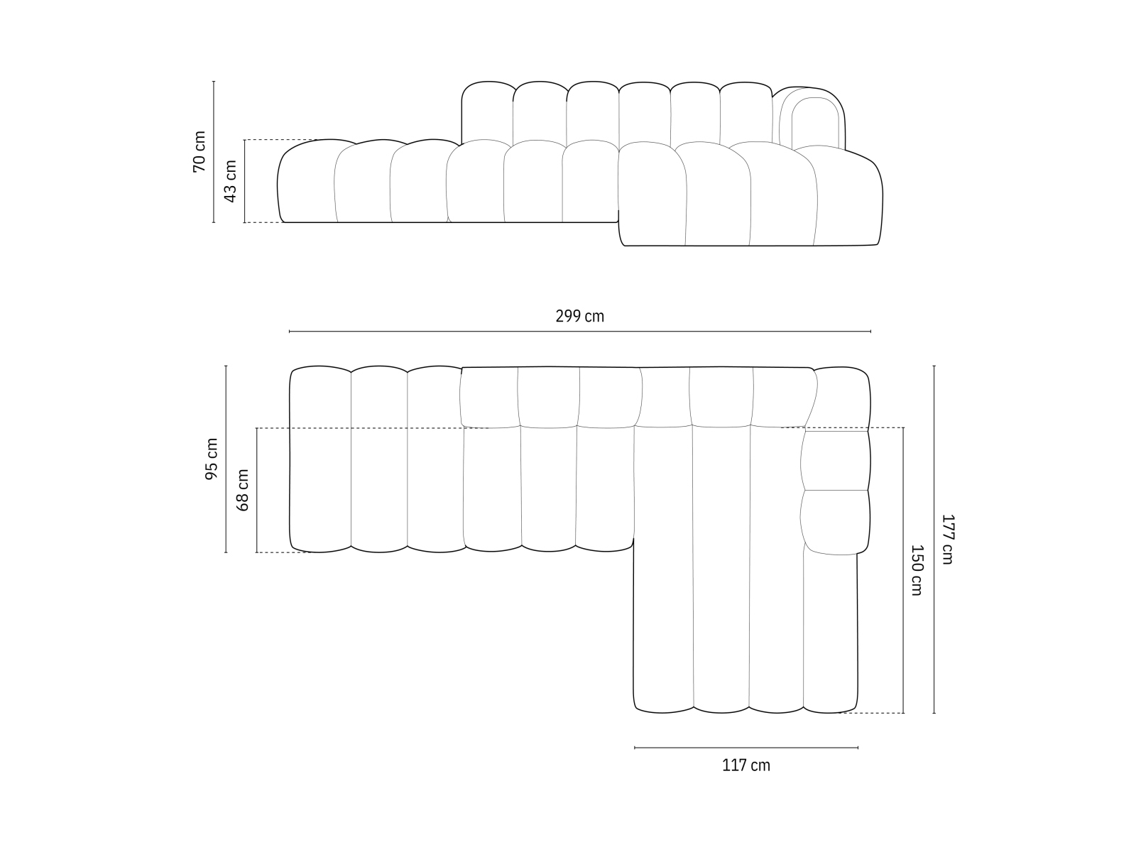 Micadoni Modulares Ecksofa offen Lupine 5-Sitzer Rechts Samt Salvador Flaschengrün