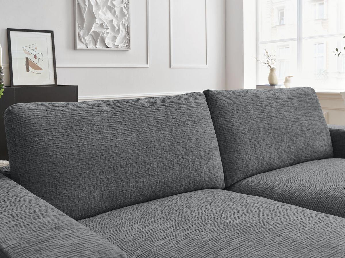 Bobochic Leonard Sofa 4-Sitzer 234 × 159 cm Strukturstoff Dunkelgrau