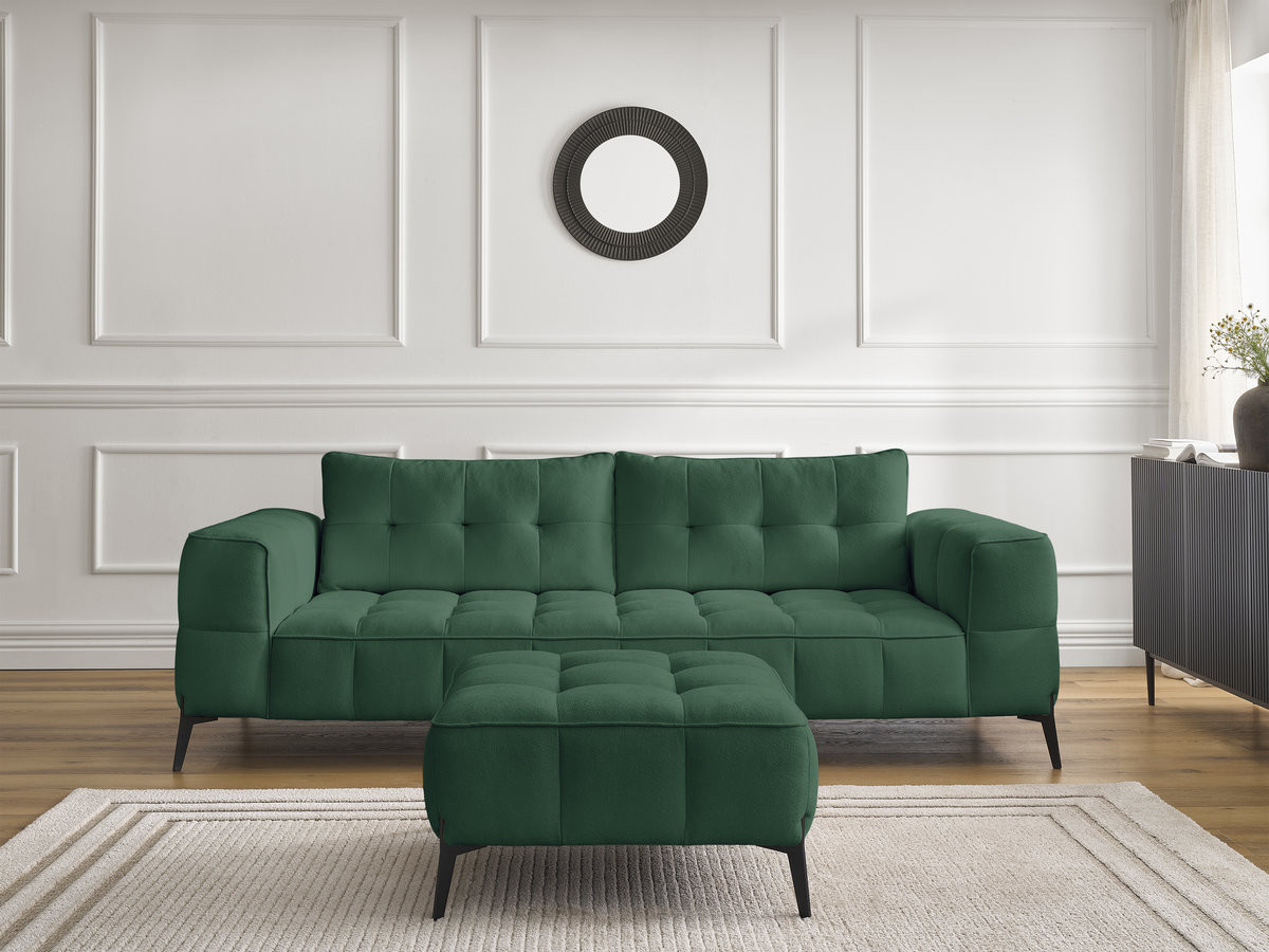 Bobochic Anis Sofa 3-Sitzer mit Pouf Strukturstoff Grün