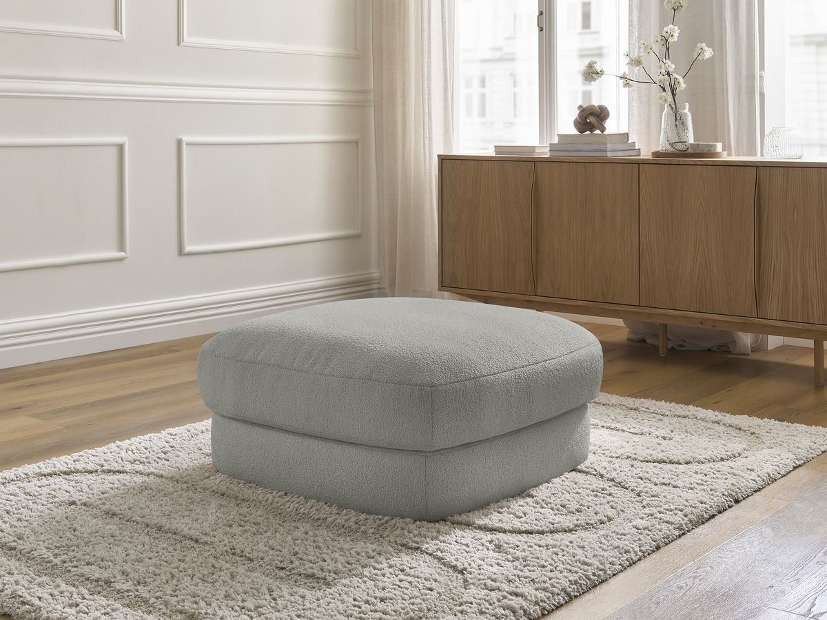 Bobochic Leonore Pouf Bouclé-Stoff Hellgrau