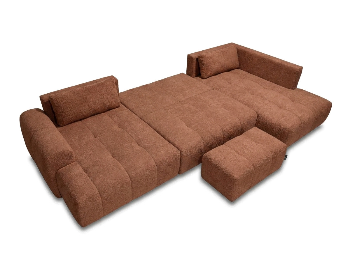 Bobochic Roxelane Wohnlandschaft mit Pouf Bouclé-Stoff Orange Ecke links