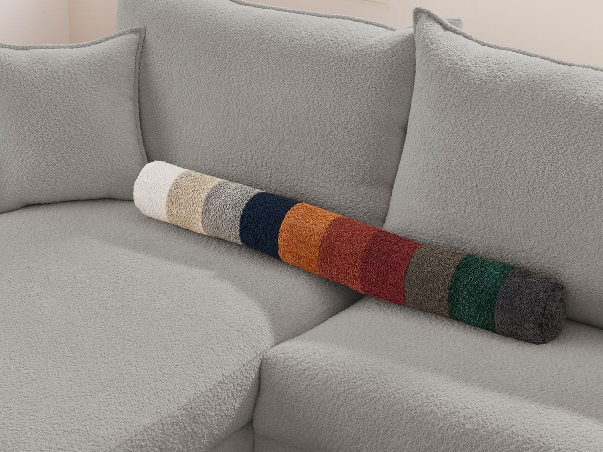 Bobochic Augustin Ecksofa mit Schlaffunktion und Bettkasten Bouclé-Stoff Hellgrau, Liegefläche 160 × 200 cm