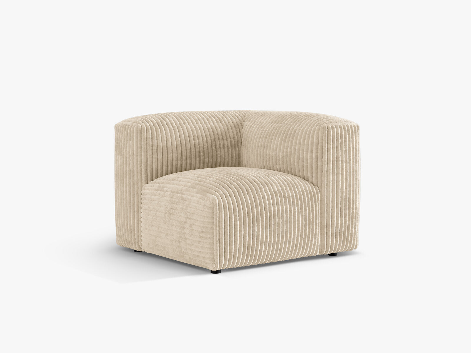 Micadoni Eckmodul Martina 1-Sitzer Klein Kord Tilia Helles Beige