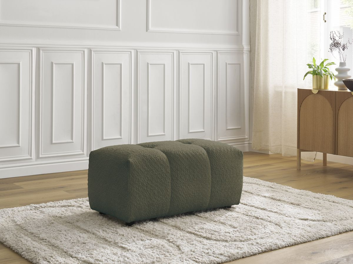 Bobochic Roxelane Pouf Bouclé-Stoff Grün