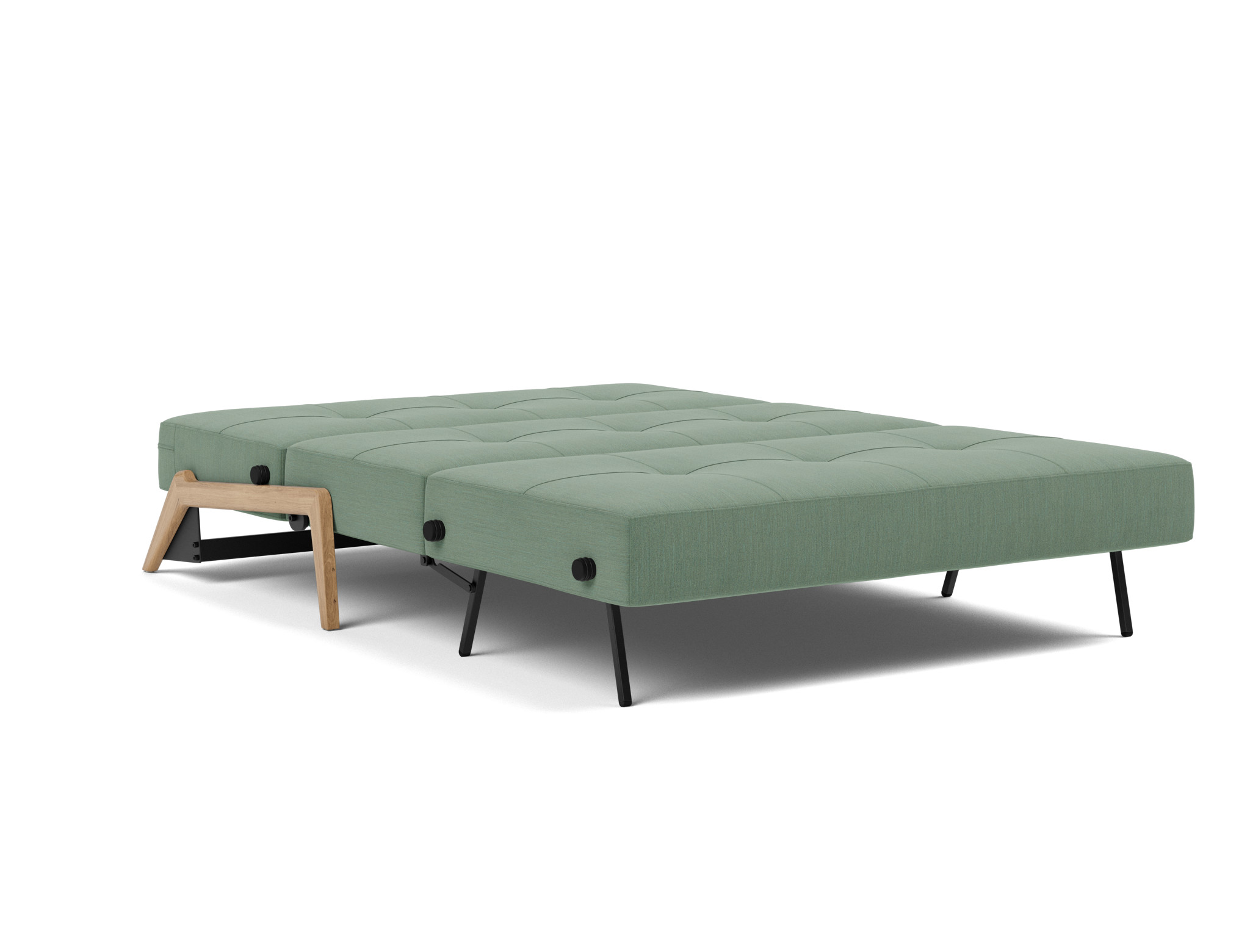 Schlafsofa Cubed 140 Flachgewebe Elegance 518-Green Beine Eiche