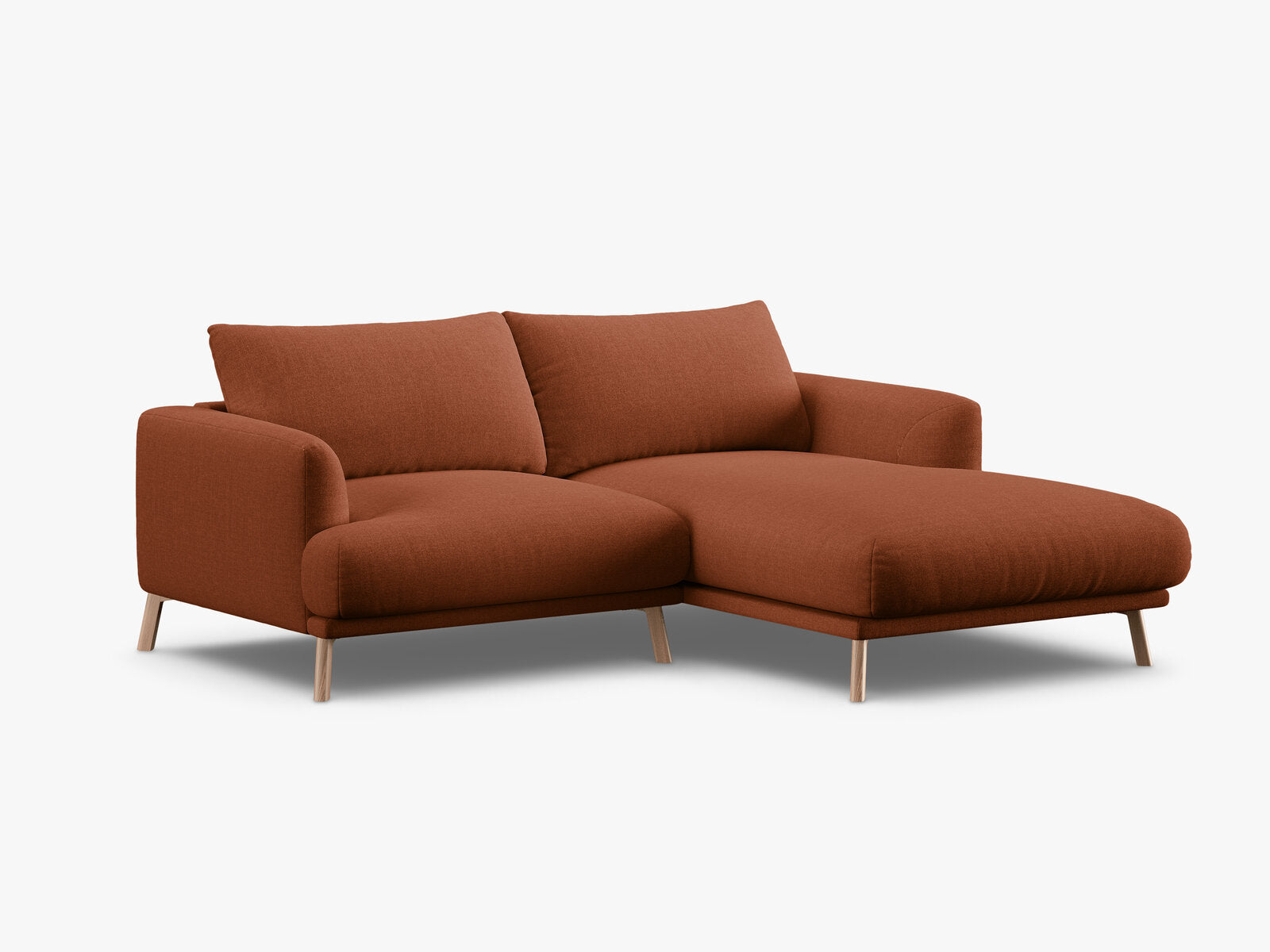 Micadoni Ecksofa Naomi 3-Sitzer kleine Version Rechts Strukturierter Stoff Liberty Ziegel