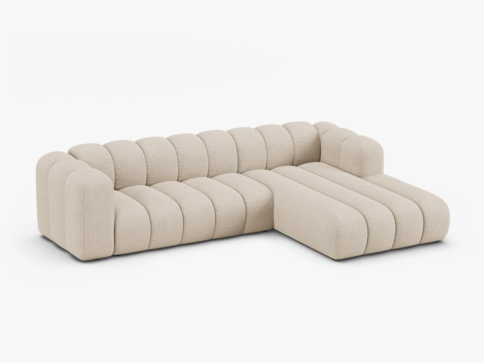 Micadoni Modulares Ecksofa Lupine 4-Sitzer Rechts Boucle Baloo Beige