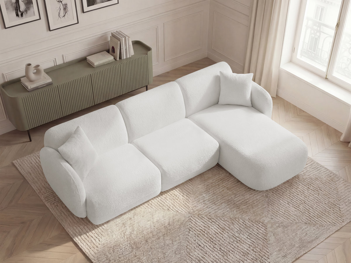 Bobochic Anda Ecksofa 292 × 163 cm Chenille Weiß Ecke rechts