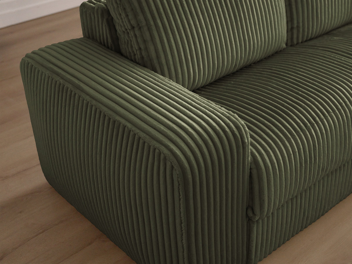 Bobochic Ibiza Schlafsofa 3-Sitzer Cordsamt Grün, Liegefläche 140 × 196 cm