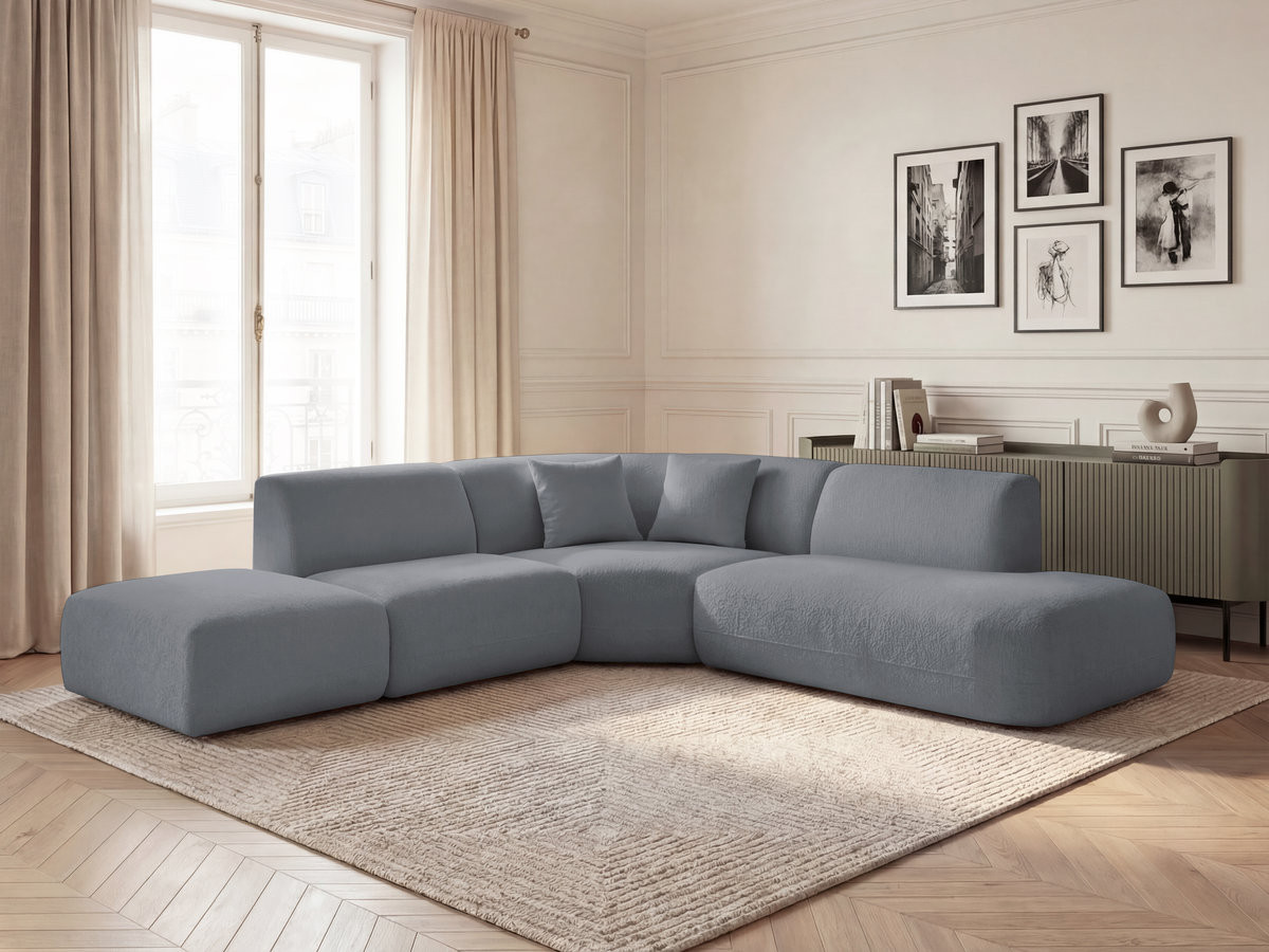 Bobochic Anda Ecksofa 279 × 264 cm Chenille Grau Ecke rechts
