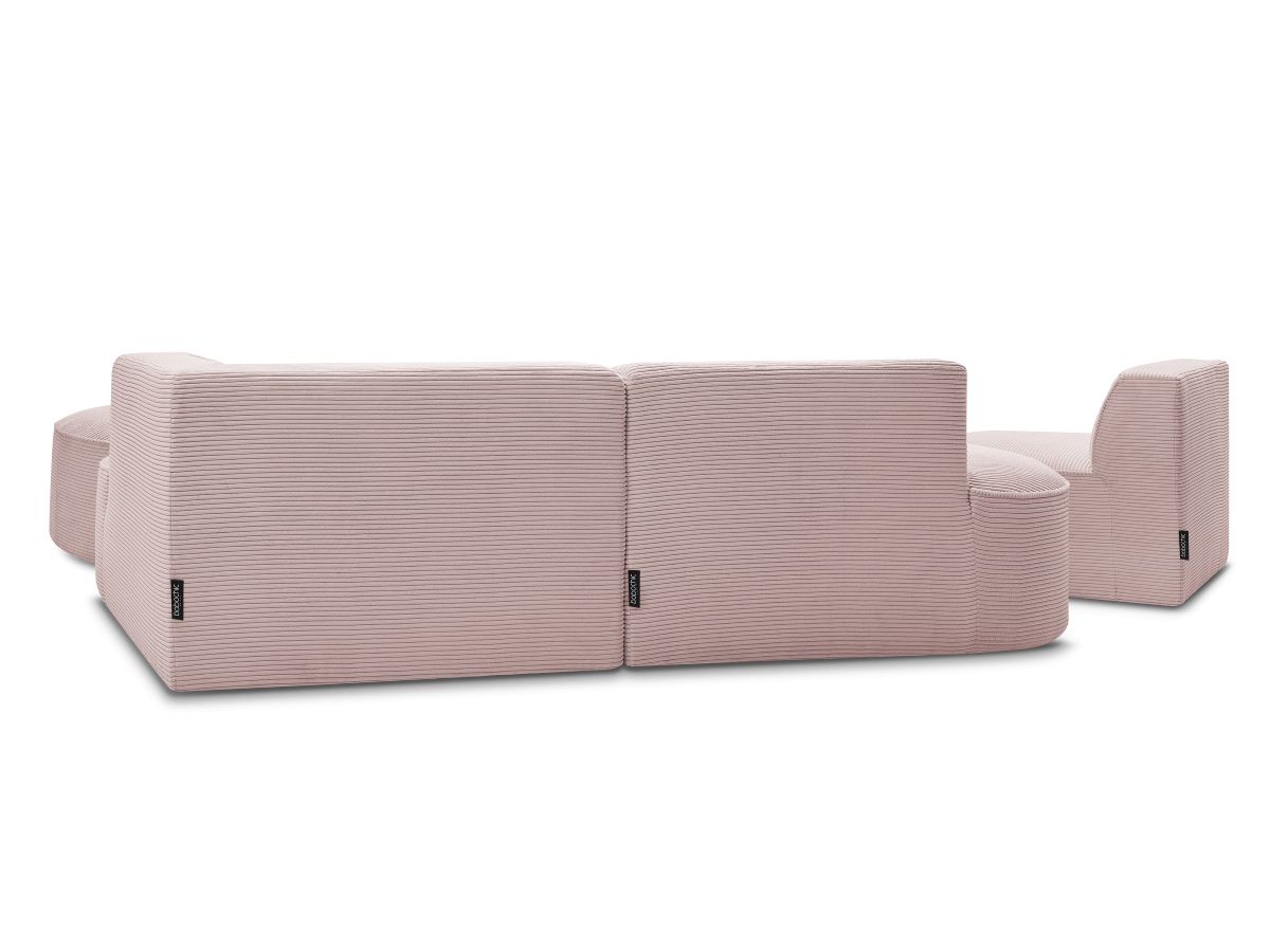 Bobochic Rousseau Ecksofa mit Sofamodul und Pouf Cordsamt Violett Ecke rechts