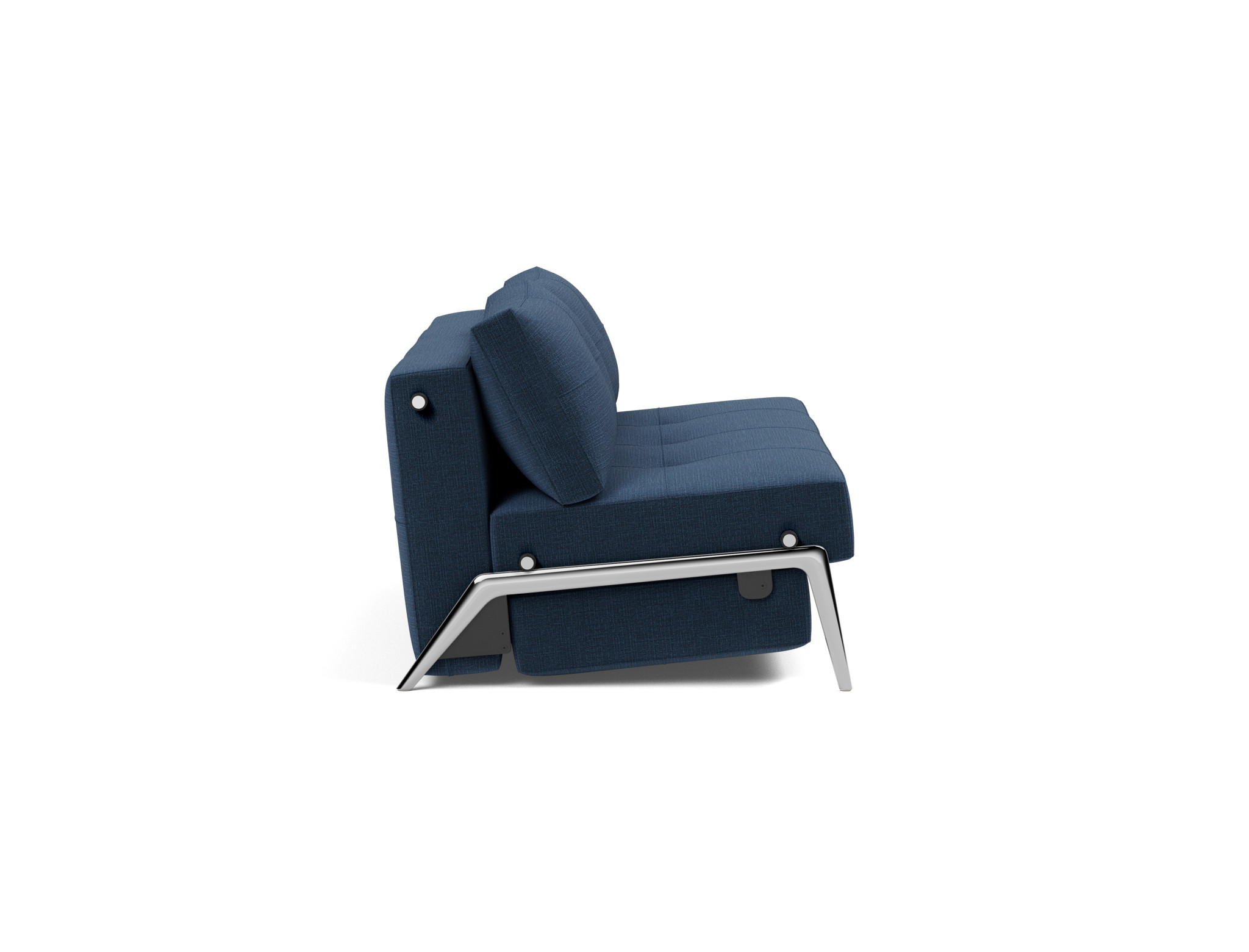 Schlafsofa Cubed 160 Chenille Esina 414-Indigo-Blue Beine Aluminium