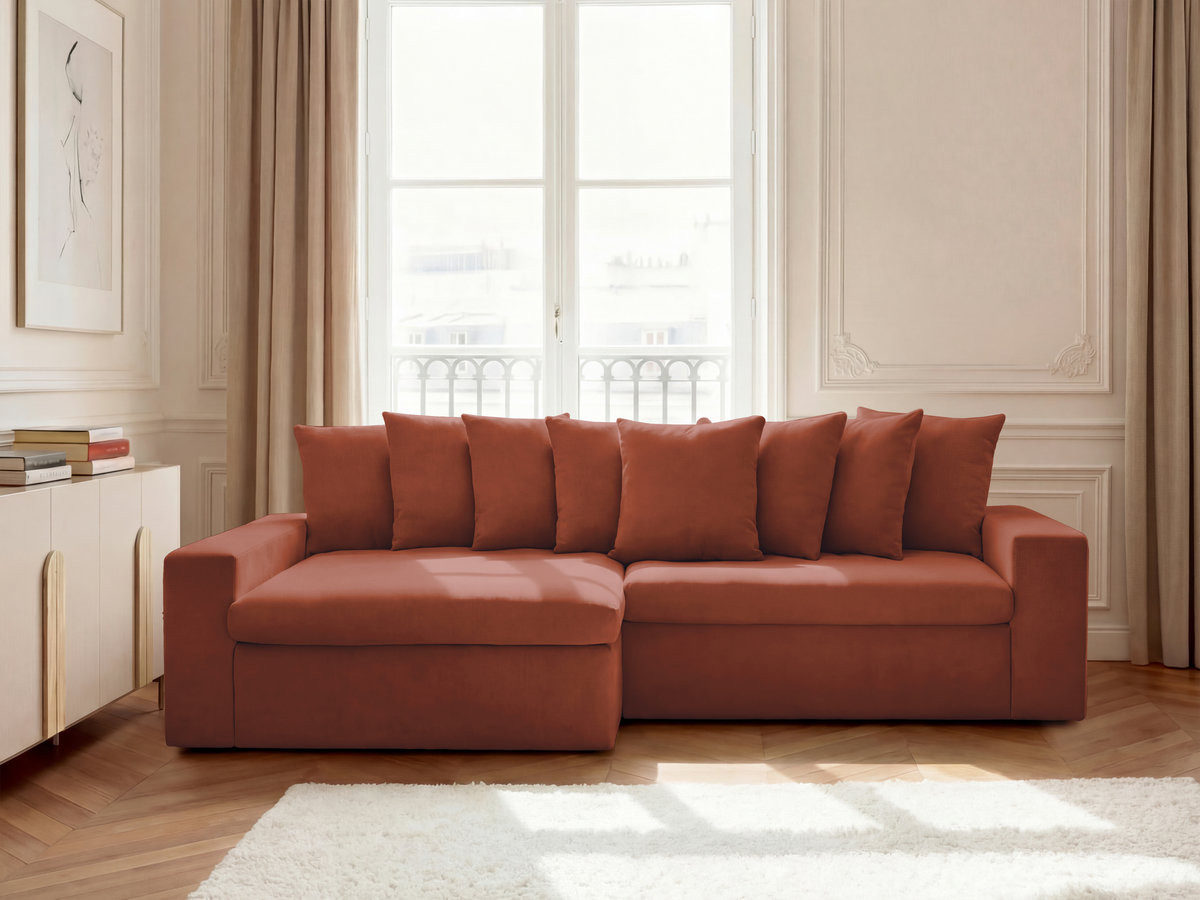 Bobochic Enore Ecksofa 330 × 100 cm Stoff Rot Ecke links
