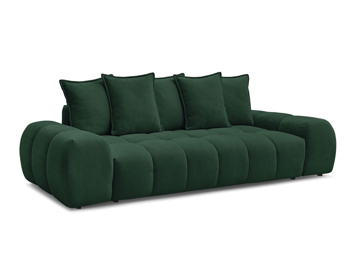 Bobochic Everest Schlafsofa 3-Sitzer mit Bettkasten, 5 Kissen Strukturstoff Grün