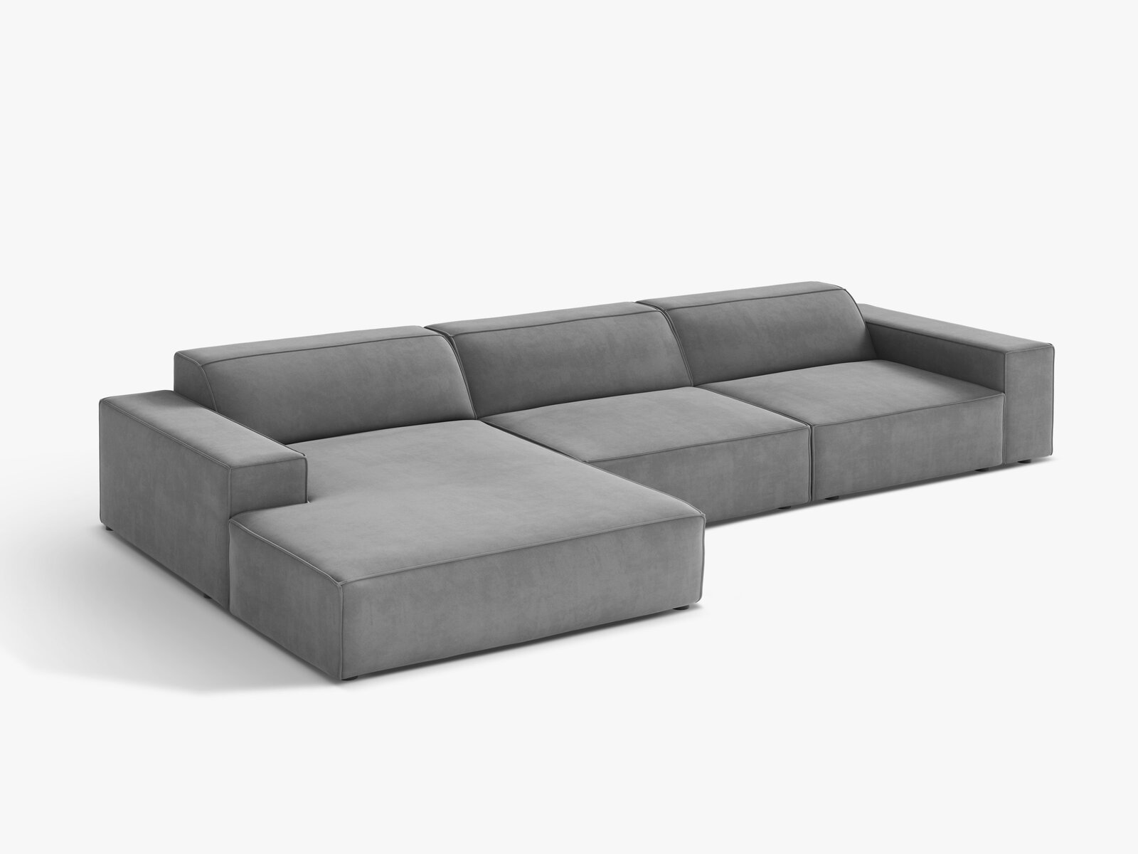 Micadoni Ecksofa Jodie 4-Sitzer Samt Venus Hellgrau Links