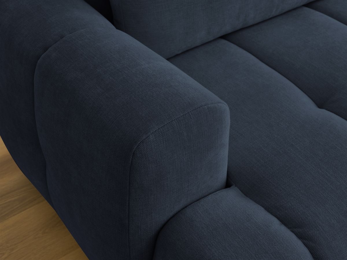Bobochic Fuji Ecksofa mit Schlaffunktion und Bettkasten und Pouf 292 × 160 cm Stoff Dunkelblau Ecke rechts