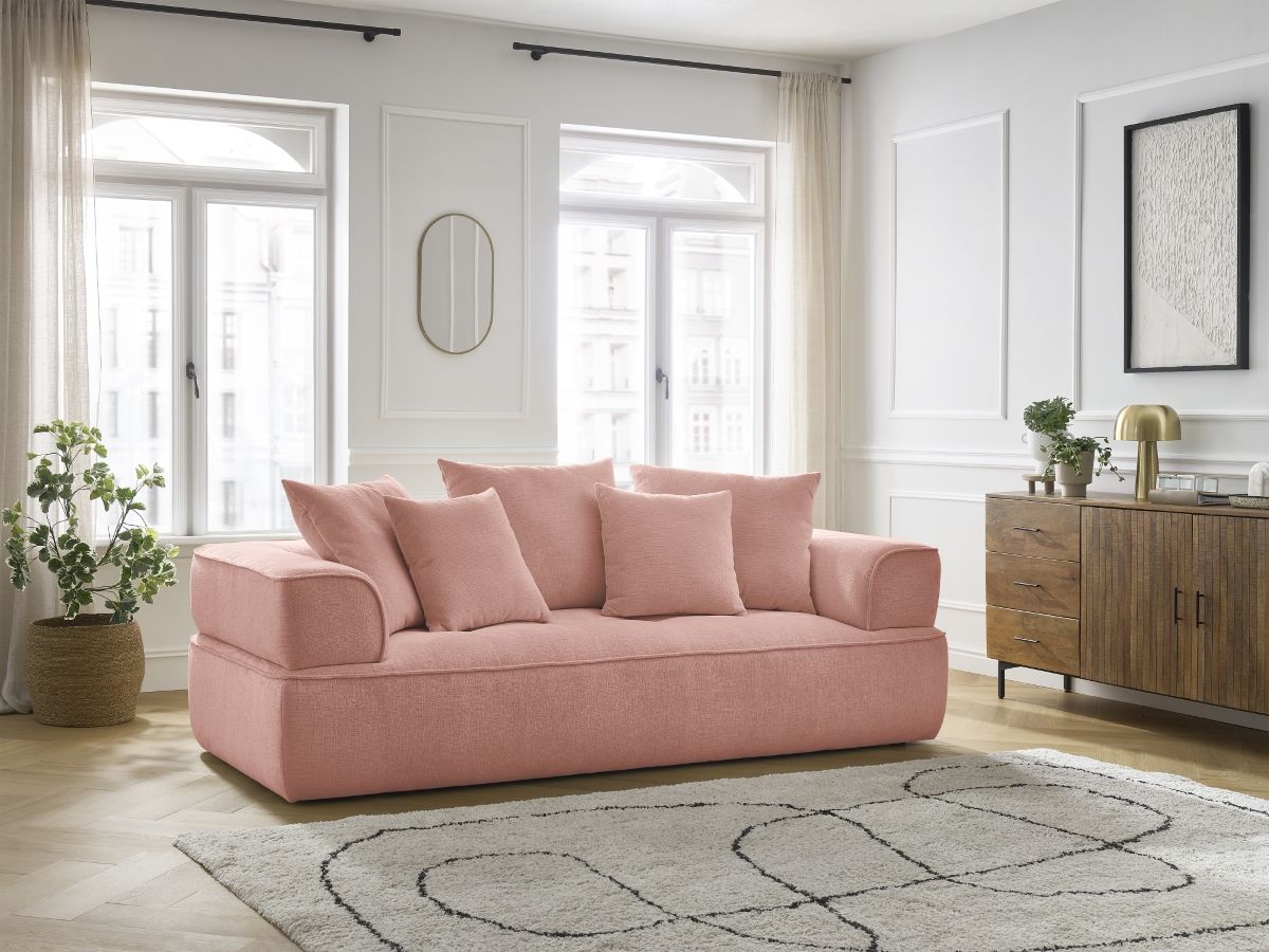 Bobochic Whesley Sofa 3-Sitzer Stoff Rosa