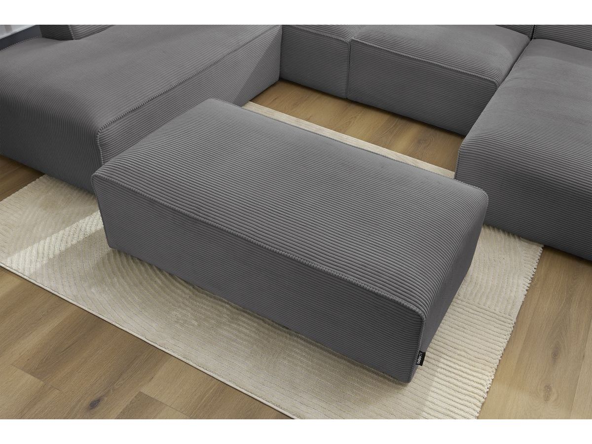 Bobochic Megeve Wohnlandschaft mit Pouf Cordsamt Dunkelgrau Ecke rechts