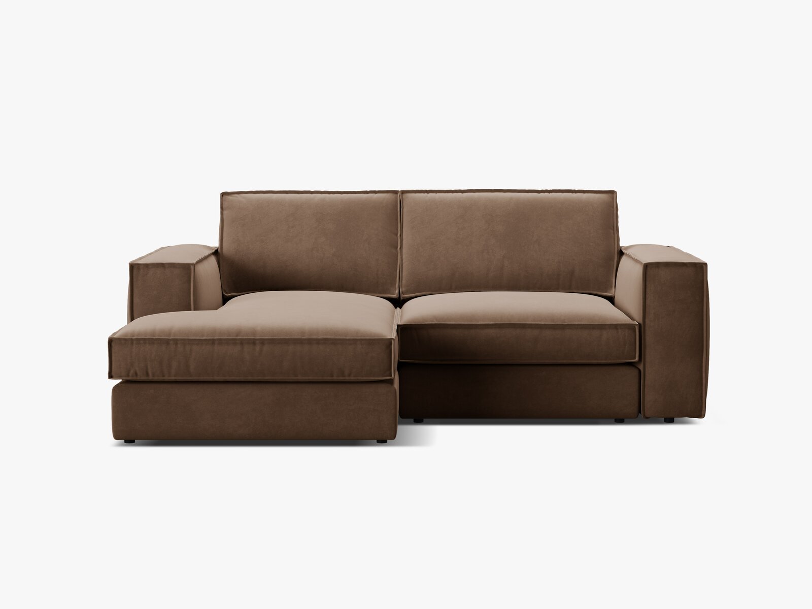 Micadoni modulares Ecksofa Pola 2-Sitzer kleine Version Links Samt Salvador Schokolade