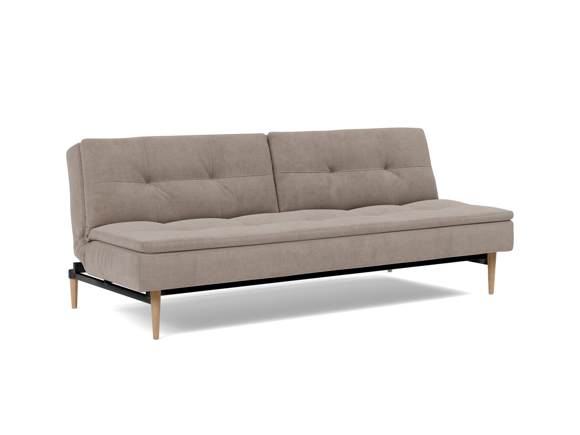 Schlafsofa Dublexo Kord Cordufine 318-Beige Beine Styletto Eiche hell