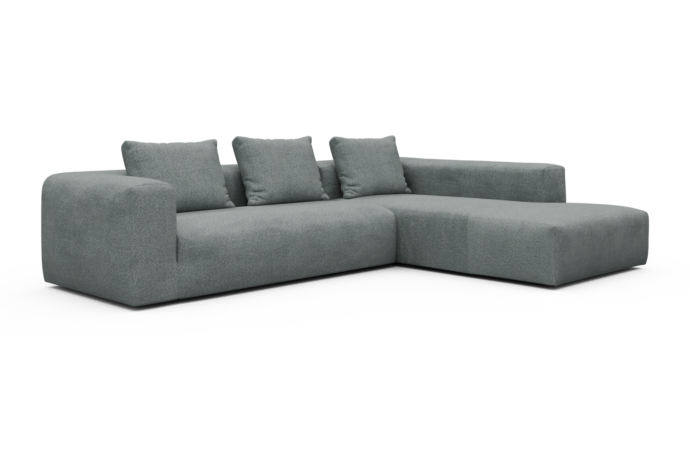 Ecksofa Fred Relax-Ecke rechts mit 2,5-Sitzer Casone-Light-Mixed-Green