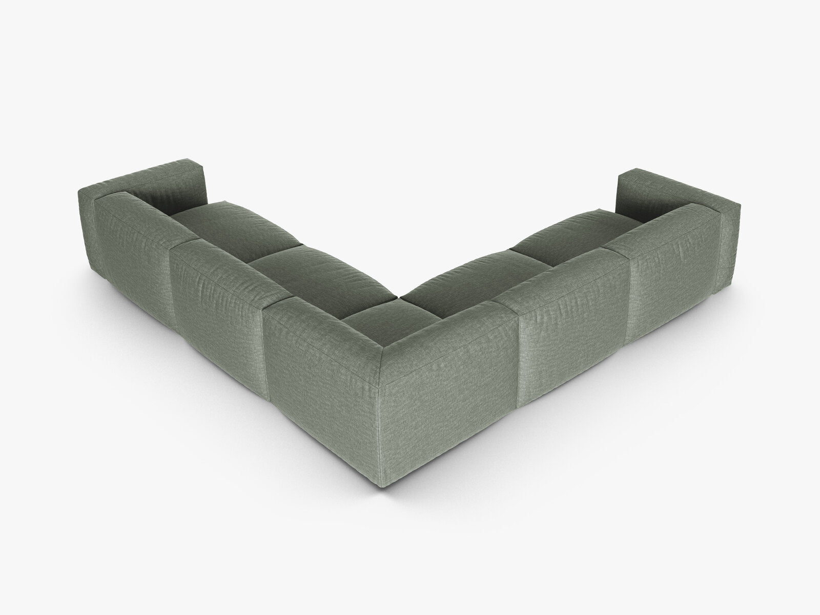 Micadoni modulares symmetrisches Ecksofa XL Martina 5-Sitzer 90cm Sitztiefe Strukturierter Stoff Boston Moßgrün