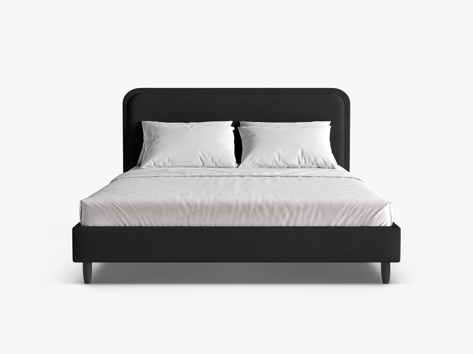 Micadoni Stauraumbett mit Kopfteil Aveline Boucle Baloo Schwarz 160x200