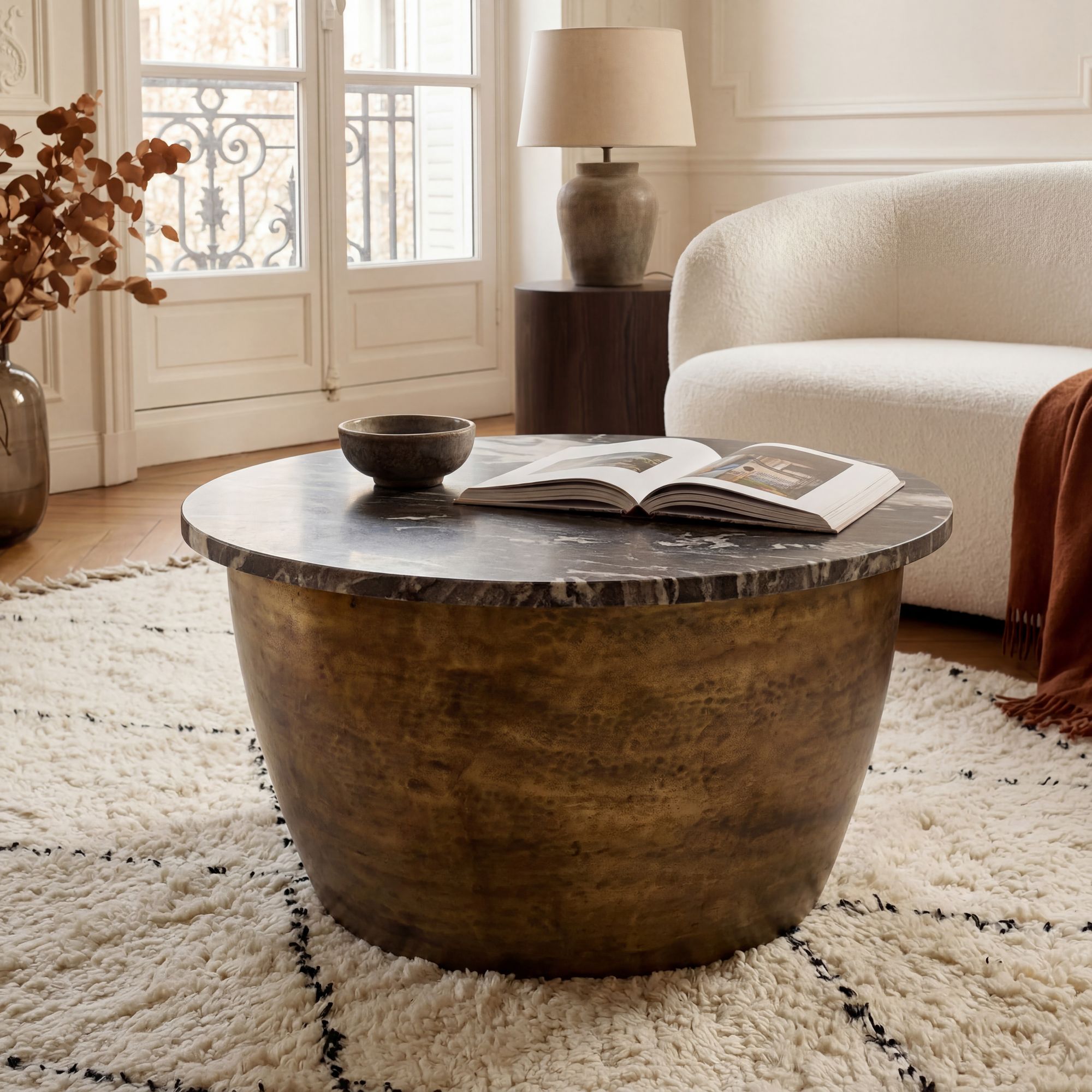 Couchtisch Kirkja Marmor Gold Ø 60 cm