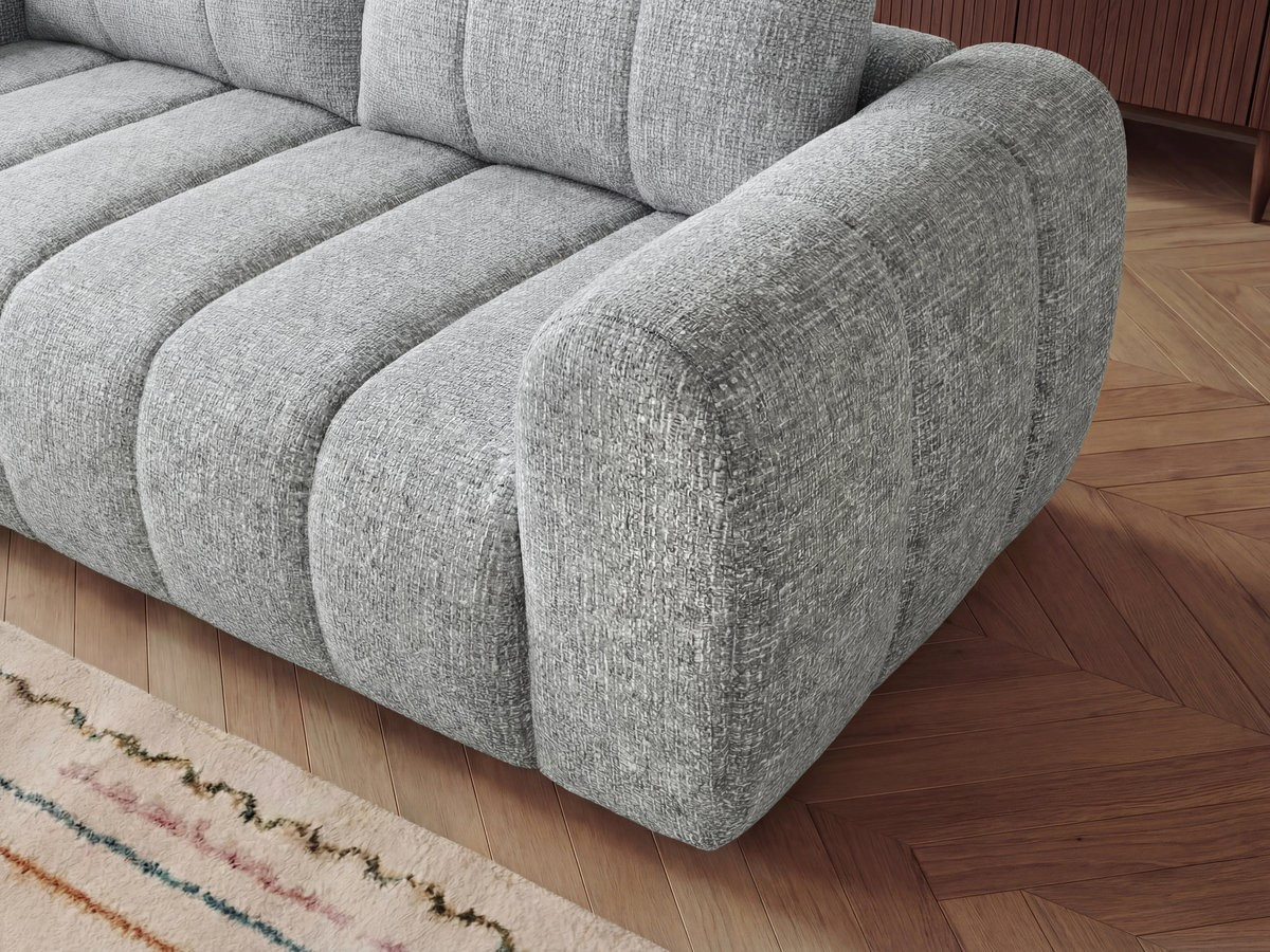 Bobochic Nesty Ecksofa in L-Form, 256 cm, mit Pouf Melange-Stoff Hellgrau Ecke links