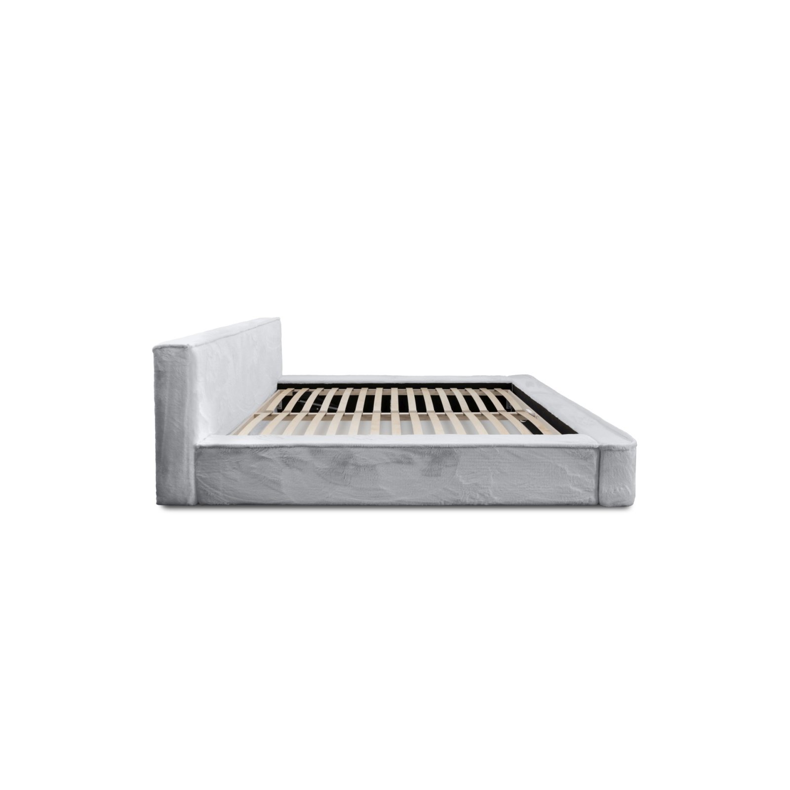 Polsterbett Casto Mikrofaser mit Fell-Optik 140x200 mit Metallrahmen Lapit 03