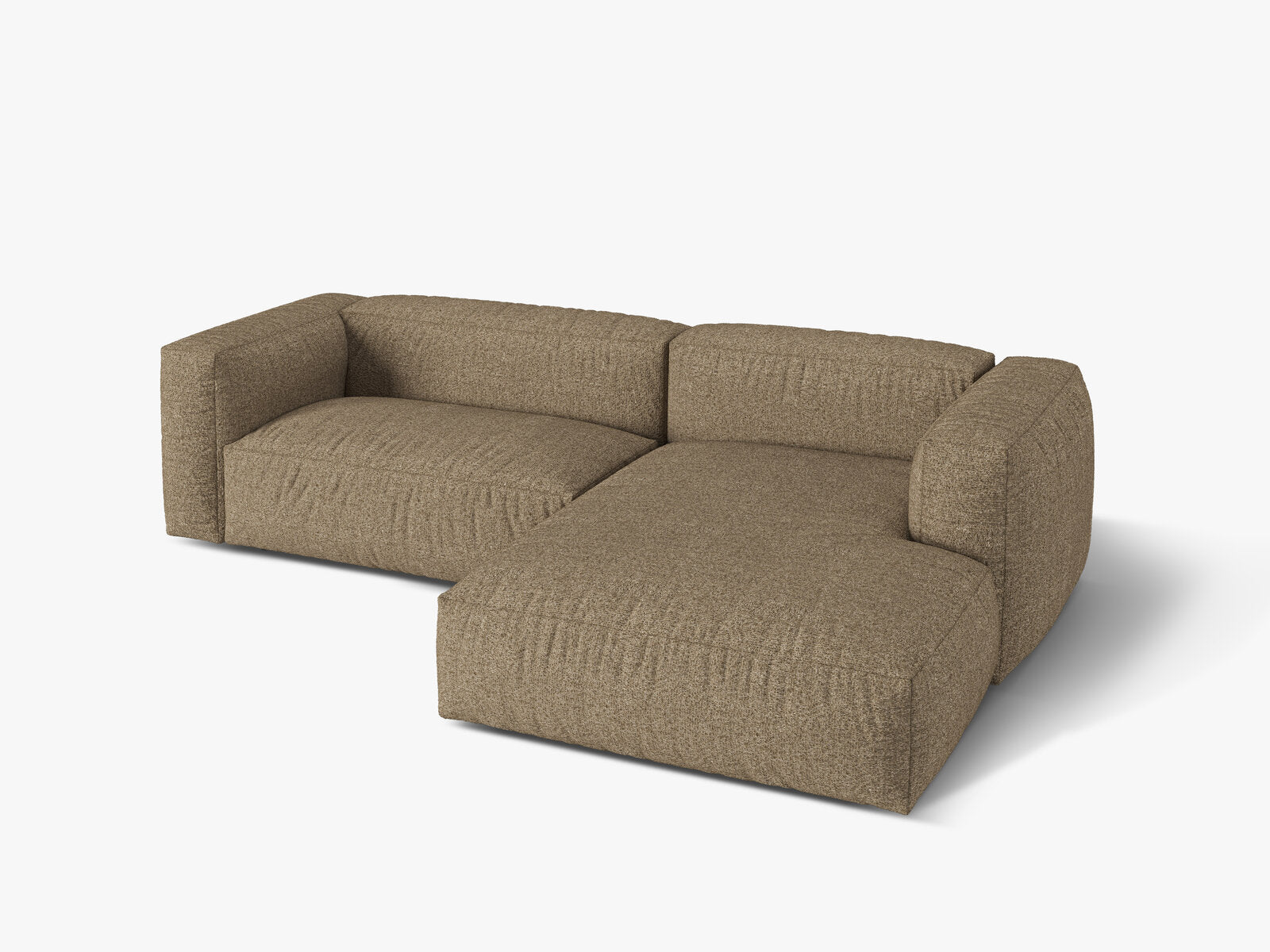 Micadoni Ecksofa Martina 2-Sitzer Rechts Boucle Monet Cappuccino
