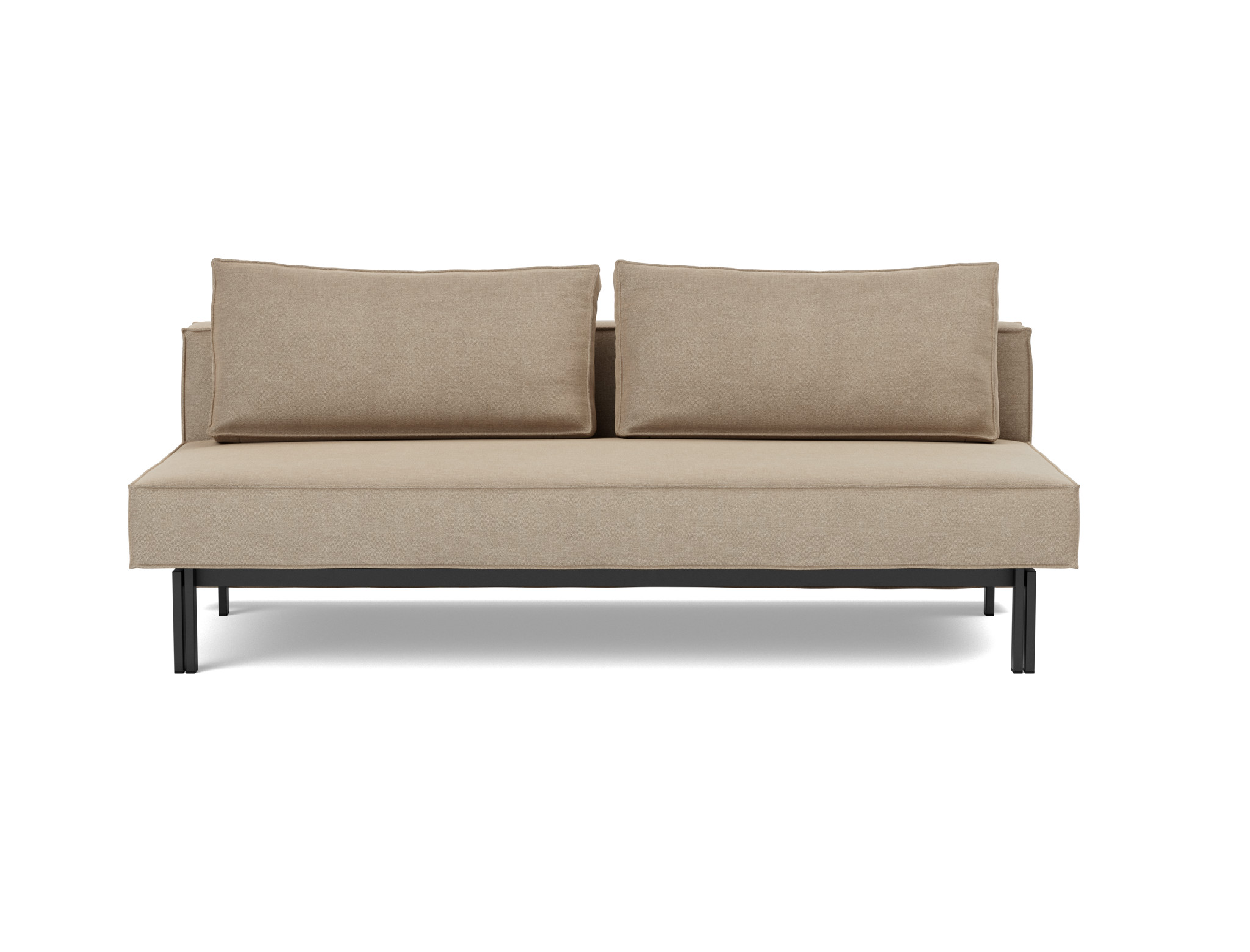 Schlafsofa Sly Flachgewebe Phobos 587-Mocha Beine Schwarzes Metall